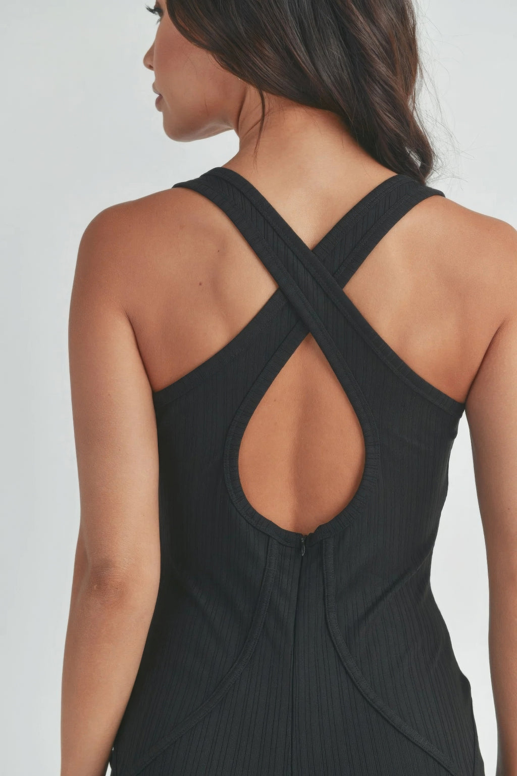 Olivia Sleeveless Rib Knit Contour Bodycon Jumpsuit