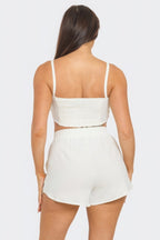 Medina Front Bow Cami Crop Top & Shorts Two Piece Set