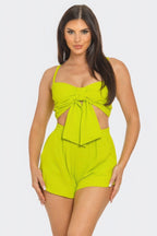 Medina Front Bow Cami Crop Top & Shorts Two Piece Set