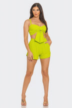 Medina Front Bow Cami Crop Top & Shorts Two Piece Set