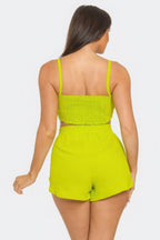 Medina Front Bow Cami Crop Top & Shorts Two Piece Set