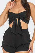 Medina Front Bow Cami Crop Top & Shorts Two Piece Set