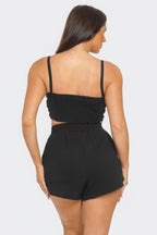 Medina Front Bow Cami Crop Top & Shorts Two Piece Set