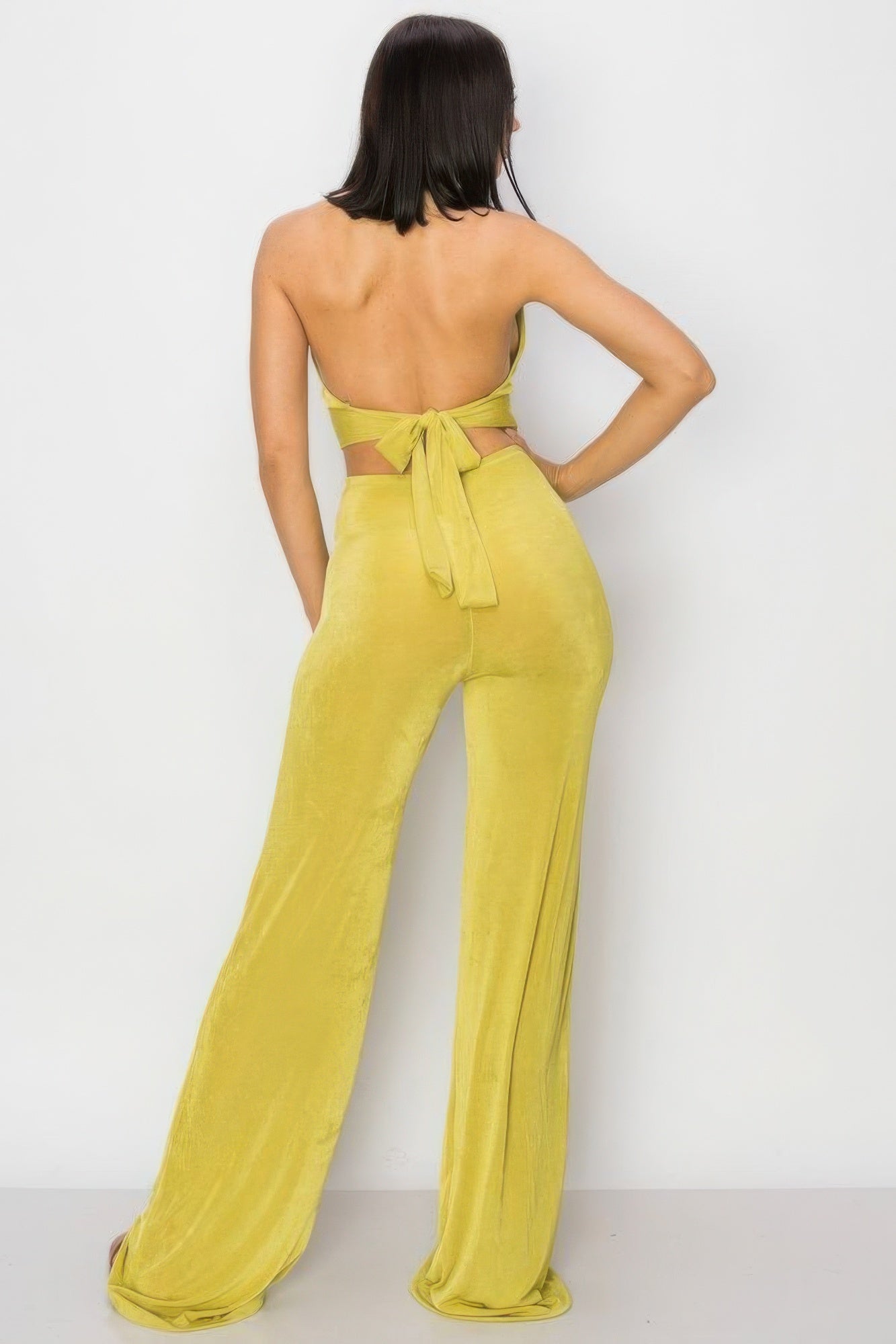 Tinah O Ring Deep V Cut Out Slinky Bodycon Jumpsuit