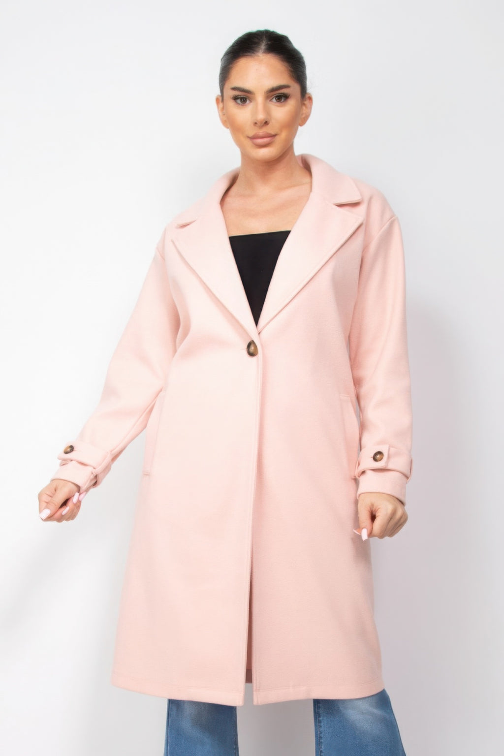 Taylor Collar Buttoned Front Pocket Longline Coat