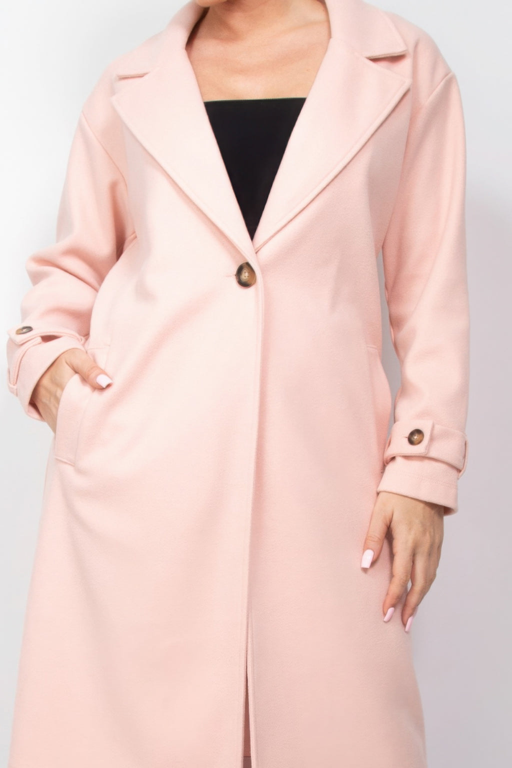 Taylor Collar Buttoned Front Pocket Longline Coat