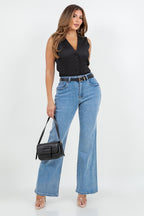 Eleana Mid Rise Booty Lifting Straight Leg Jeans
