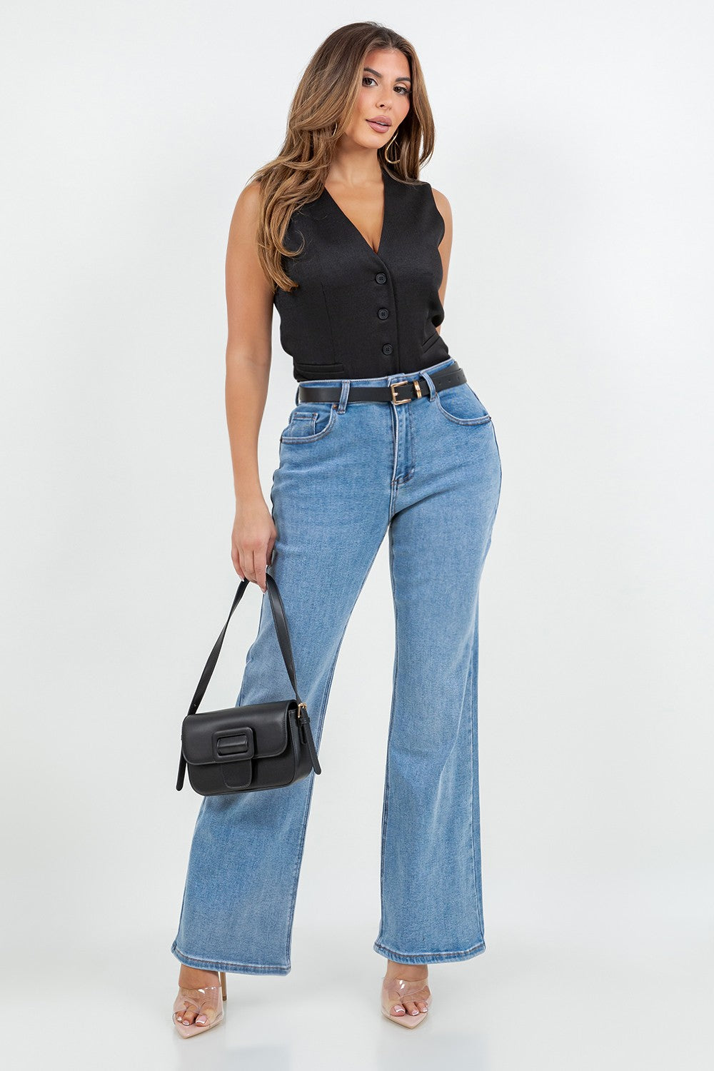 Eleana Mid Rise Booty Lifting Straight Leg Jeans