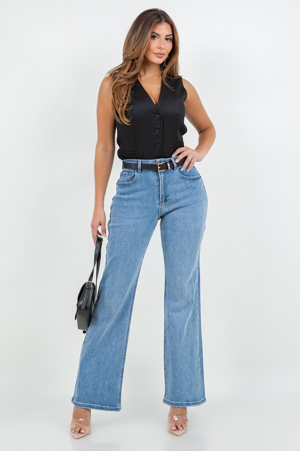 Eleana Mid Rise Booty Lifting Straight Leg Jeans