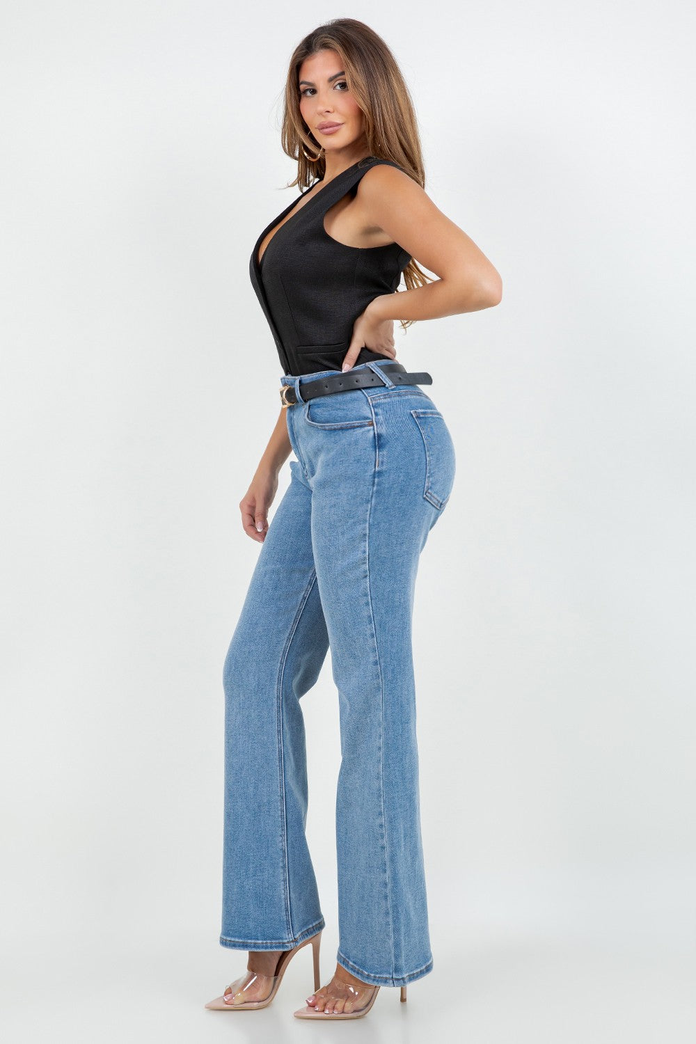 Eleana Mid Rise Booty Lifting Straight Leg Jeans