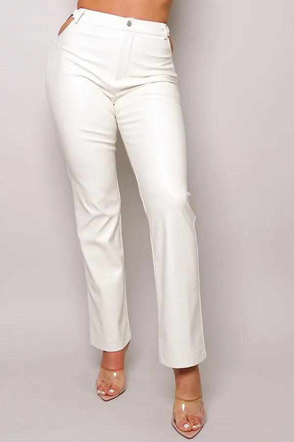 Jodie Side Cut Out High Waist Faux Leather Pants