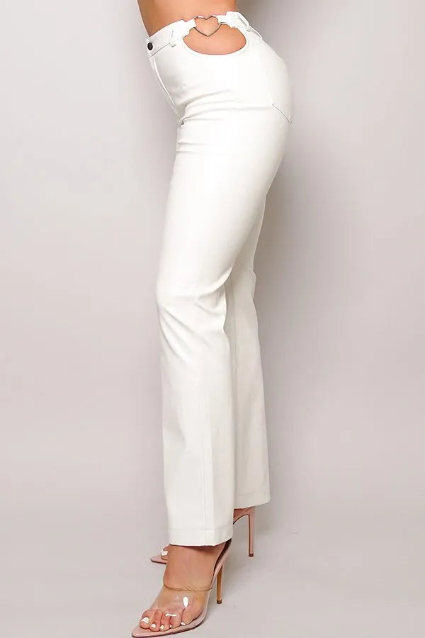 Jodie Side Cut Out High Waist Faux Leather Pants