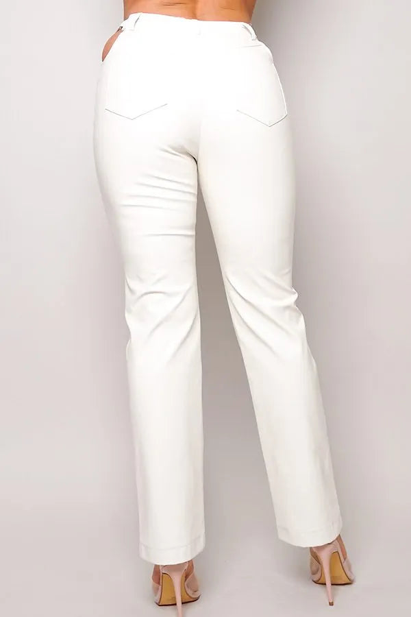 Jodie Side Cut Out High Waist Faux Leather Pants
