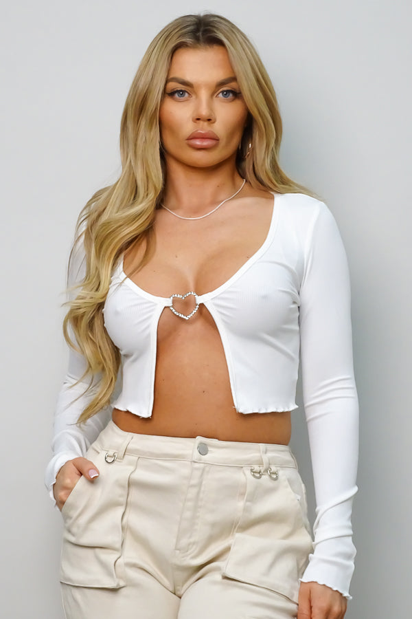 Crybaby Heart Ring Split Front Cropped Top