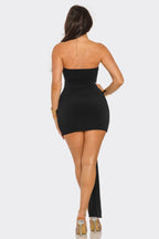 Dolores Gold O Ring Front Wrap Halter Neck Mini Dress
