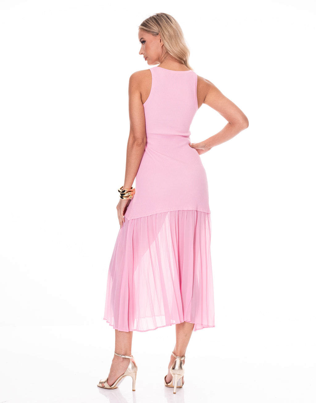Gia Gold O Ring Drop Waist Midi Dress