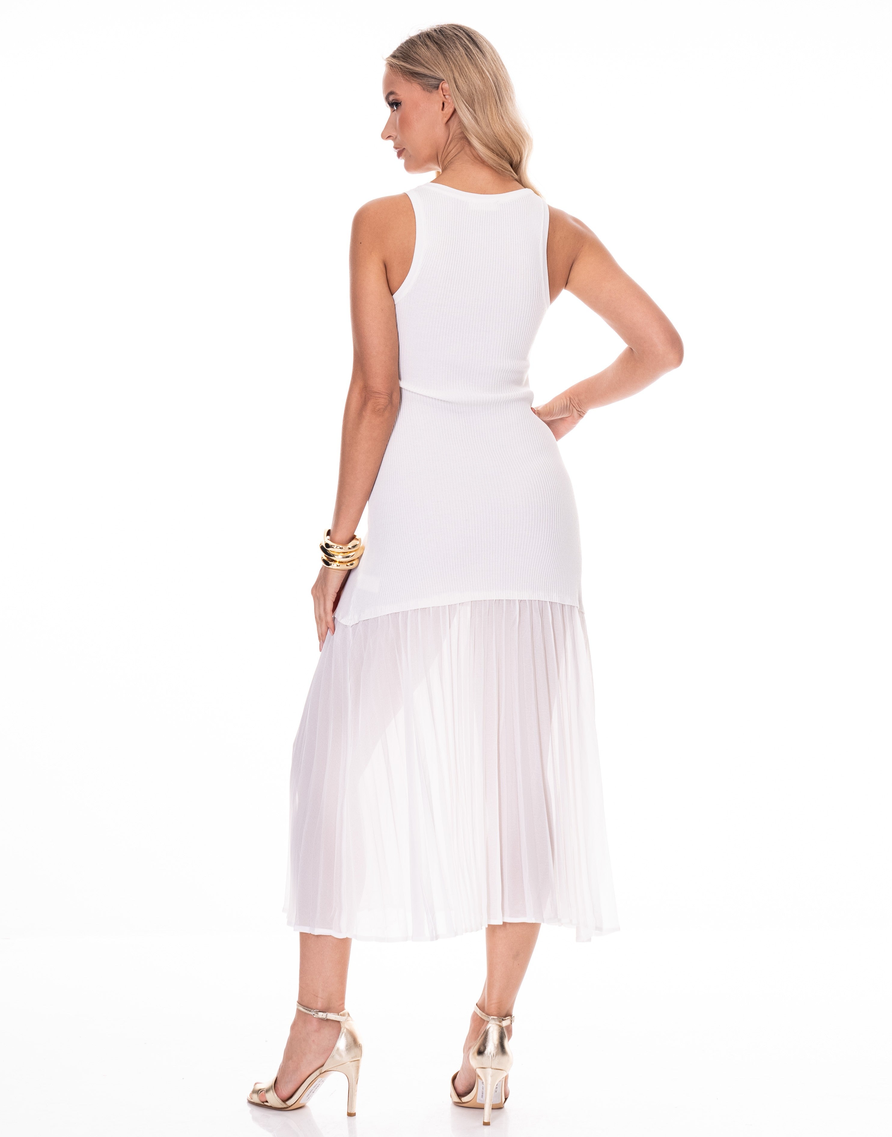 Gia Gold O Ring Drop Waist Midi Dress