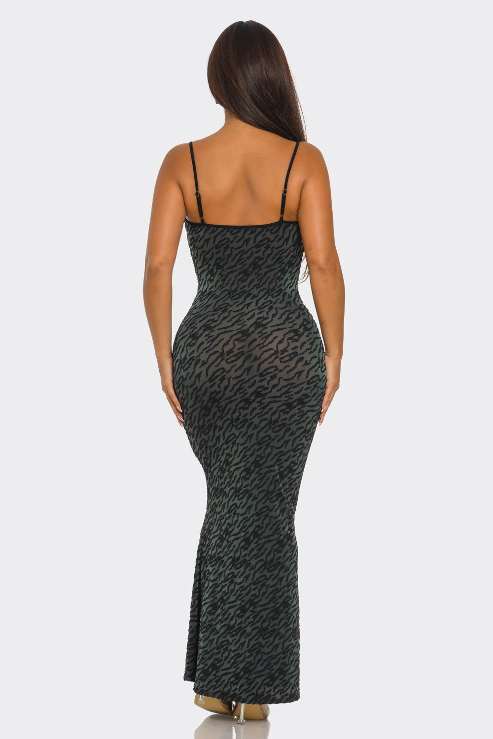 Candice Zebra Print Velvet Burnout Maxi Dress