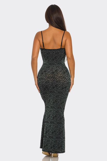 Candice Zebra Print Velvet Burnout Maxi Dress