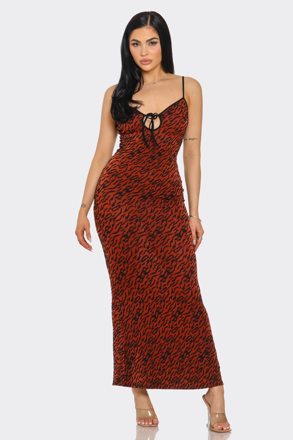 Candice Zebra Print Velvet Burnout Maxi Dress