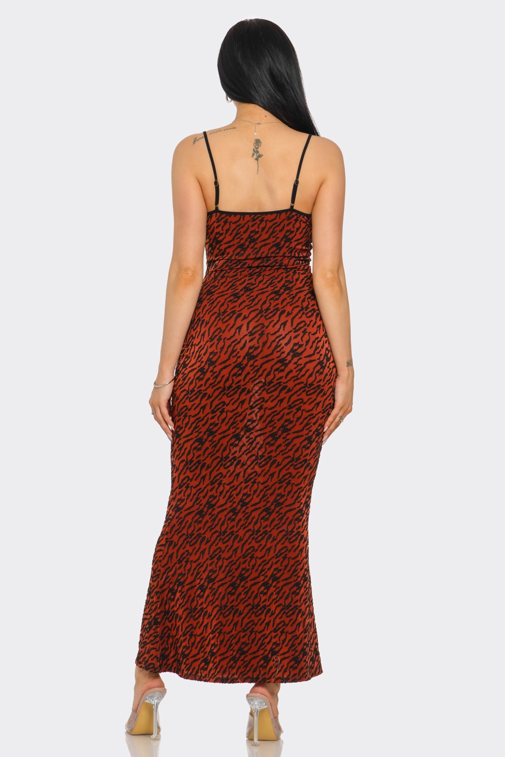 Candice Zebra Print Velvet Burnout Maxi Dress