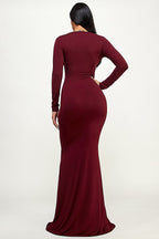 Lori Plunge Neck O Ring Cutout Bodycon Maxi Dress