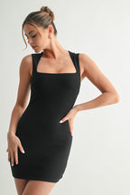 Malena Square Neck Double Lined Mini Dress