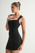 Malena Square Neck Double Lined Mini Dress