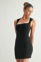 Malena Square Neck Double Lined Mini Dress