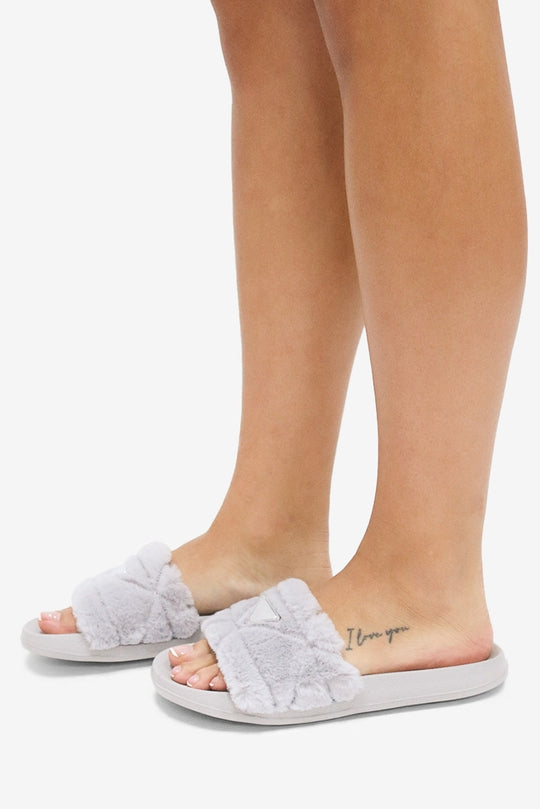 Valerie Round Toe Comfy Plush Faux Fur Slippers