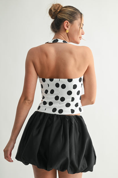 Gabriella Square Neck Polka Dot Halter Top