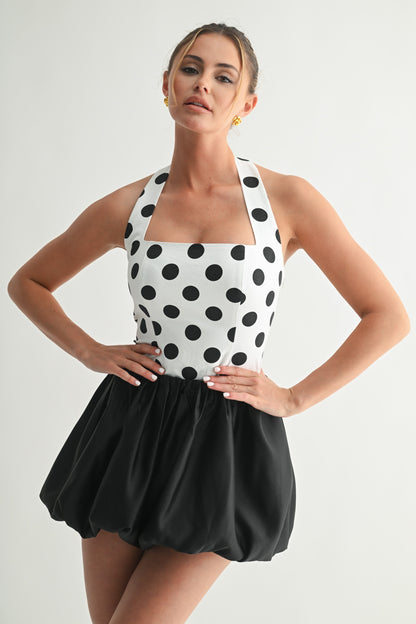 Gabriella Square Neck Polka Dot Halter Top