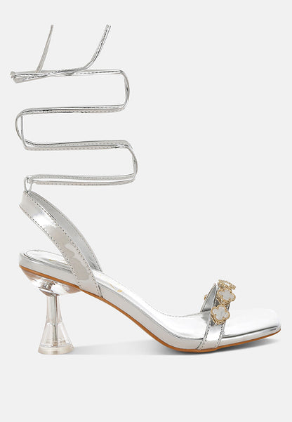 Ebina Clover Charms Tie Up High Heel Sandals