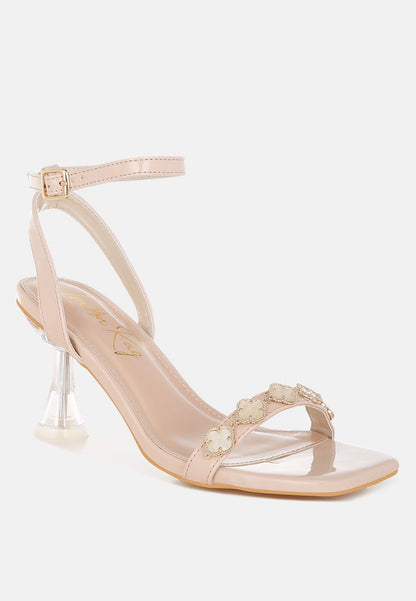 Ebina Clover Charms Tie Up High Heel Sandals