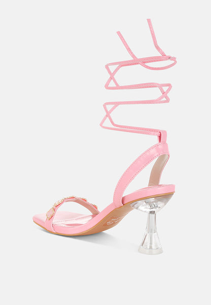 Ebina Clover Charms Tie Up High Heel Sandals