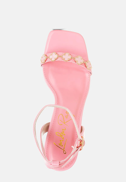 Ebina Clover Charms Tie Up High Heel Sandals