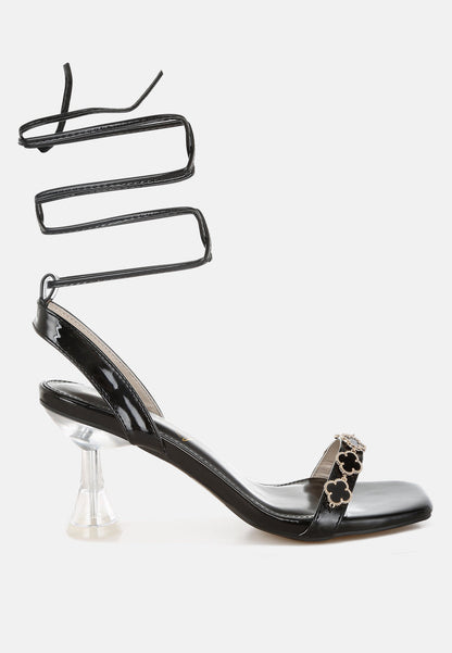 Ebina Clover Charms Tie Up High Heel Sandals
