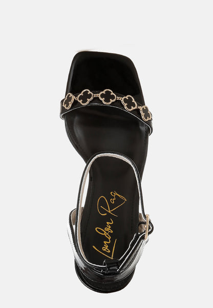 Ebina Clover Charms Tie Up High Heel Sandals