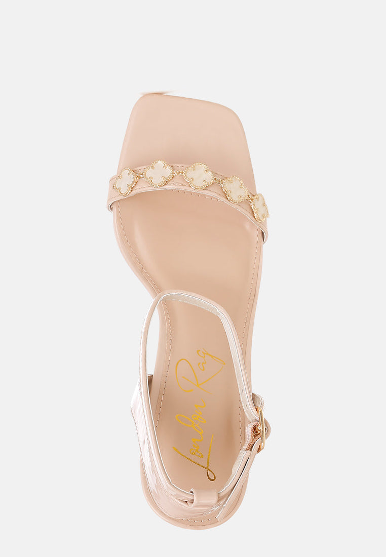 Ebina Clover Charms Tie Up High Heel Sandals