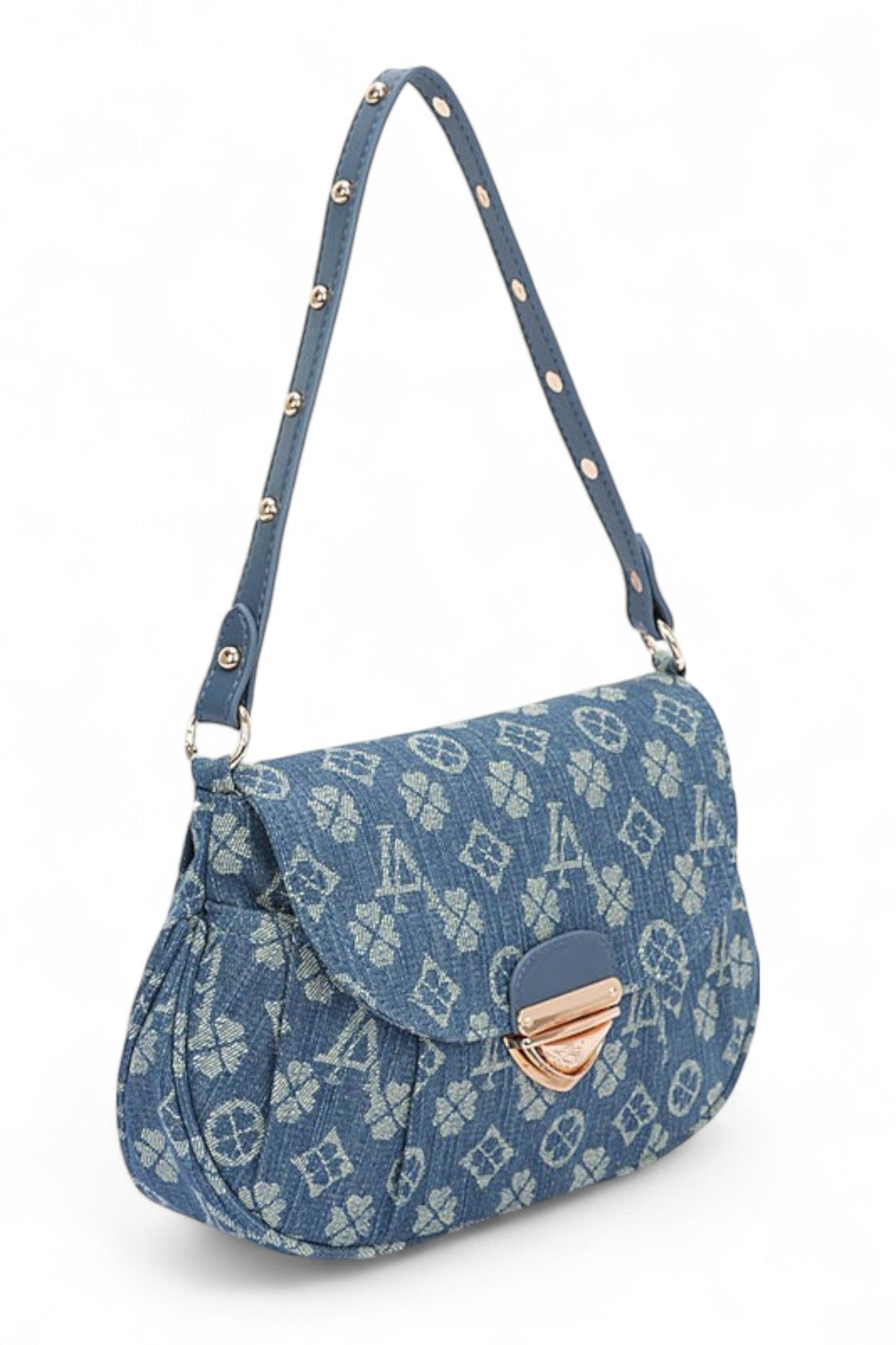 Foxy LA Jacquard Monogram Fashion Denim Shoulder Bag