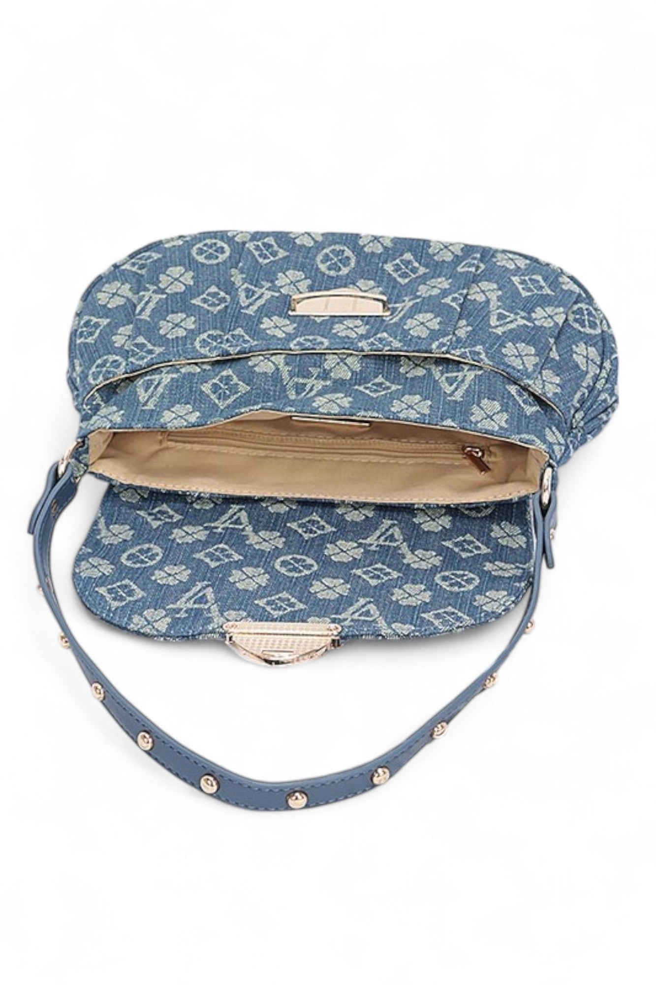 Foxy LA Jacquard Monogram Fashion Denim Shoulder Bag