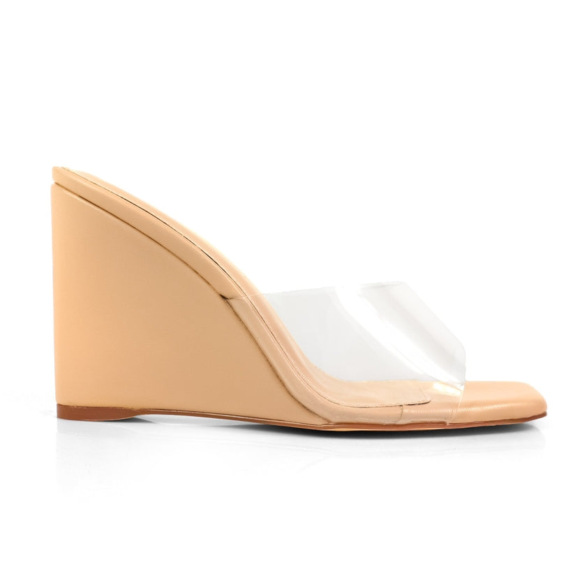 Naomi Peep Toe Square Toe Wedge Sandal