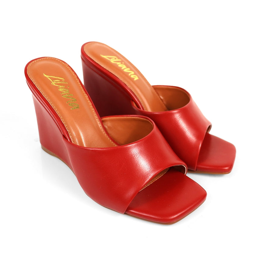 Naomi Peep Toe Square Toe Wedge Sandal