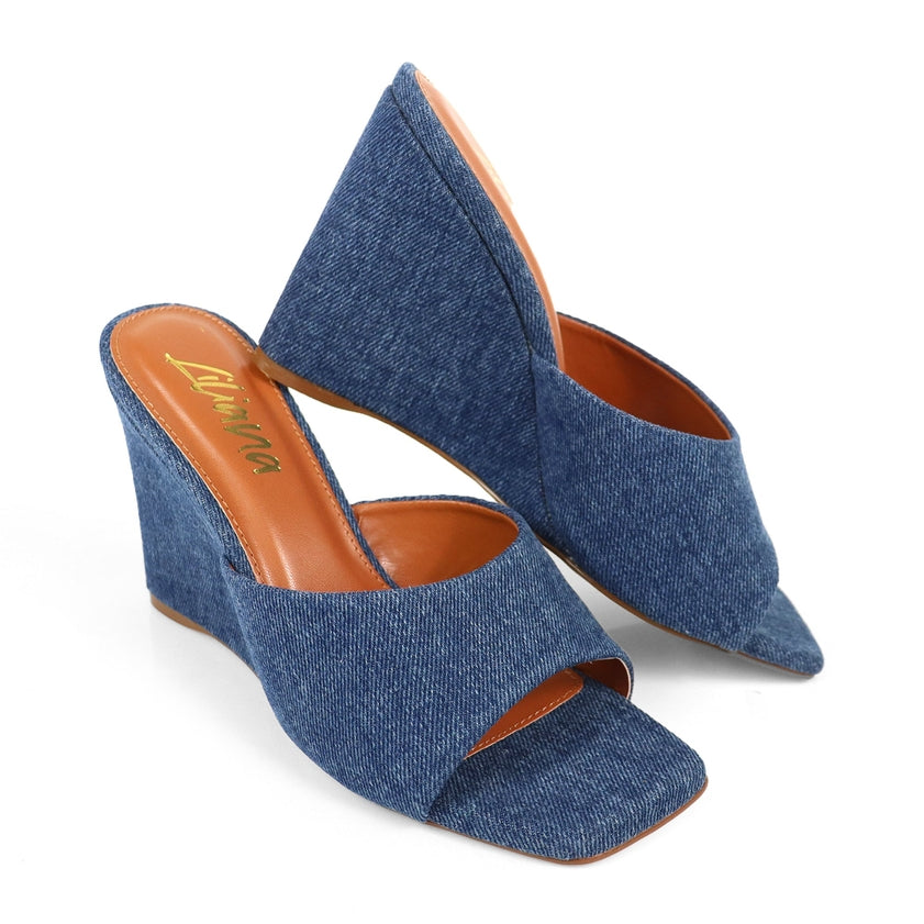 Naomi Peep Toe Square Toe Wedge Sandal