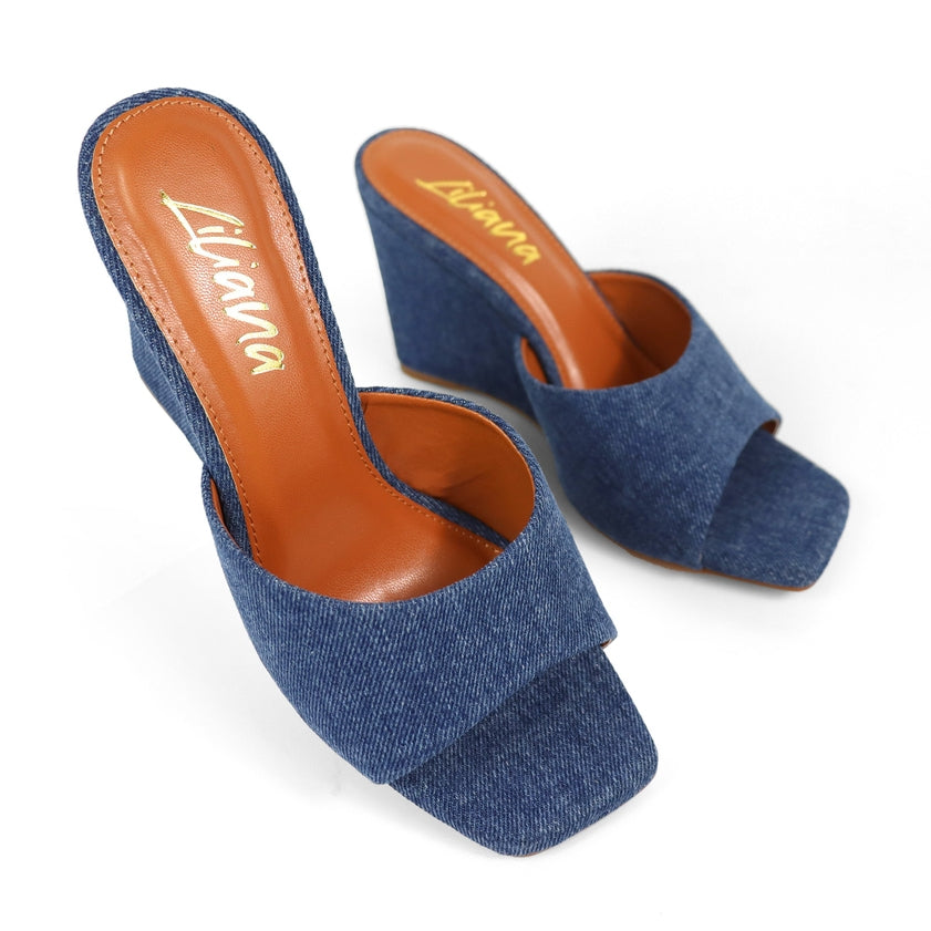 Naomi Peep Toe Square Toe Wedge Sandal