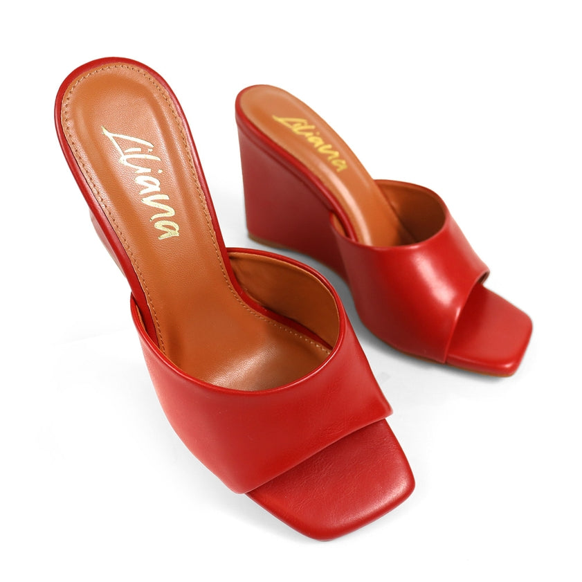 Naomi Peep Toe Square Toe Wedge Sandal