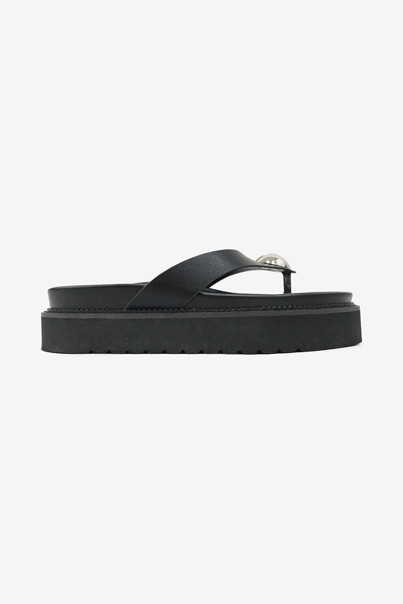 Joy Heart Detail Round Toe Flatform Thong Wedge Sandals