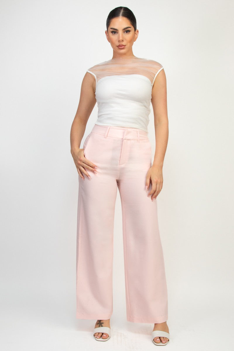 Madison High Rise Straight Leg Tailored Pants