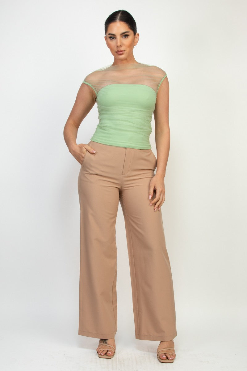 Madison High Rise Straight Leg Tailored Pants