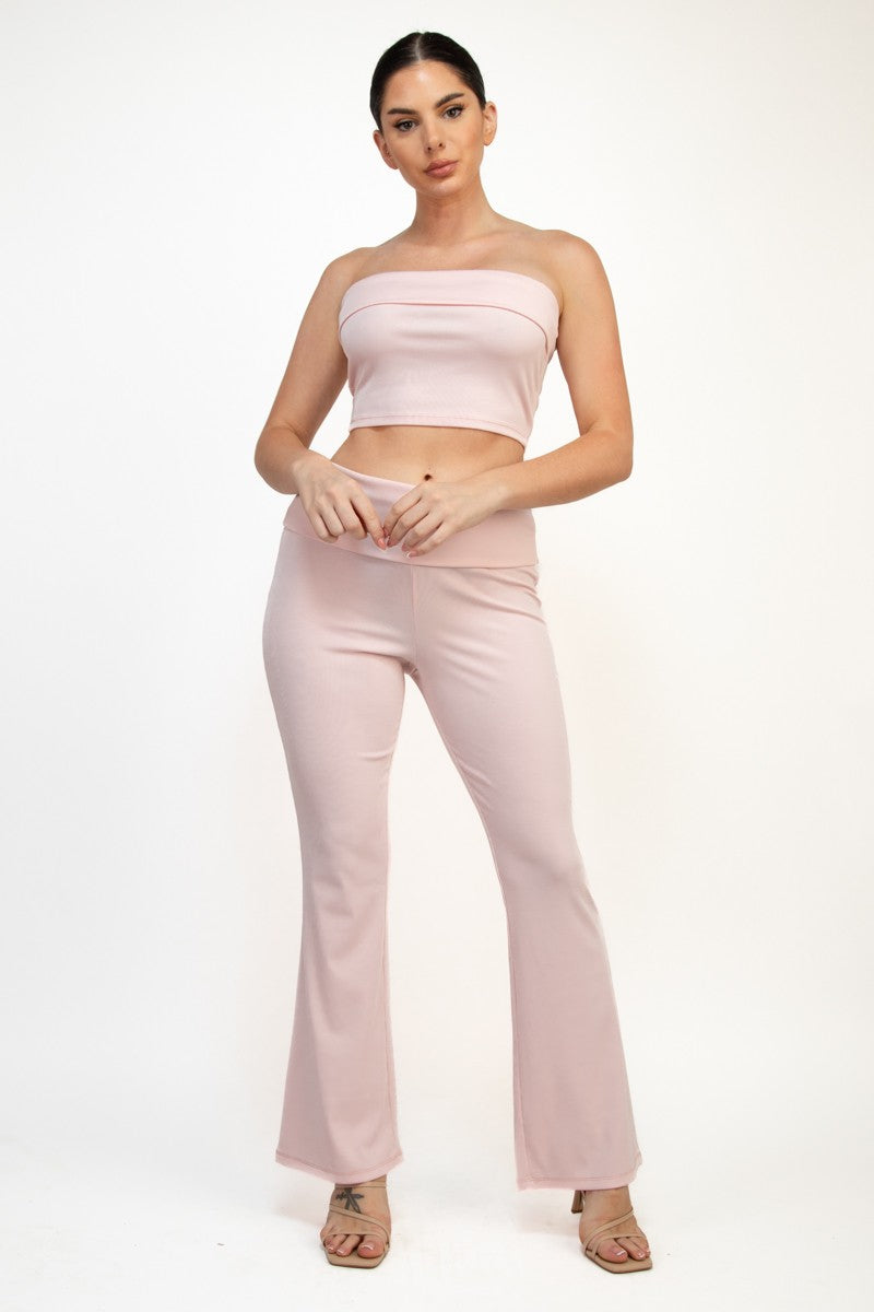 Casual Basics Soft Rib Knit Strapless Tube Crop Top